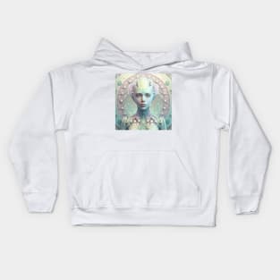 Portrait in Pastel Colors of A Fractal Robot Kids Hoodie